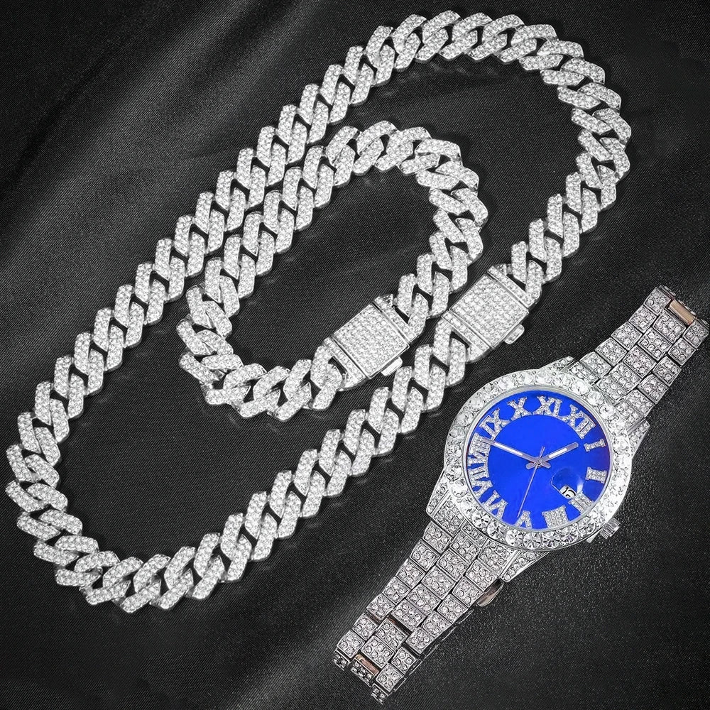 Compre um Relogio e leve uma pulseira e corrente cravejada