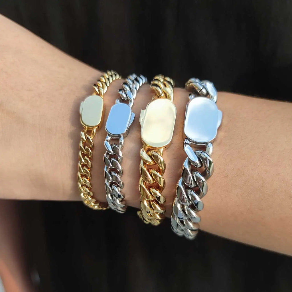 Pulseira Banhada a ouro 18K ou prata de aço